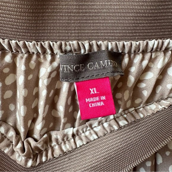 Vince Camuto Taupe Polka Dot A-Line Pleated Skirt - Size XL - Picture 4 of 5